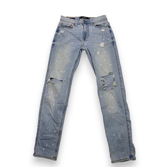 Hollister Distressed Paint Splattered Light Wash Skinny Jeans W28 L30 - Picture 2 of 9